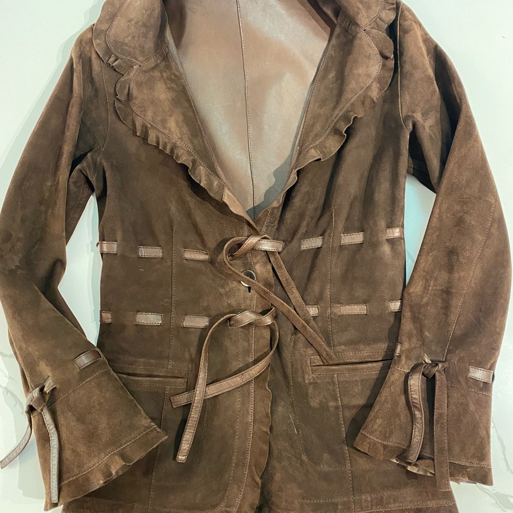 Reversible Il Fiorentino Chocolate Brown Leather/Suede Women's Jacket size XS